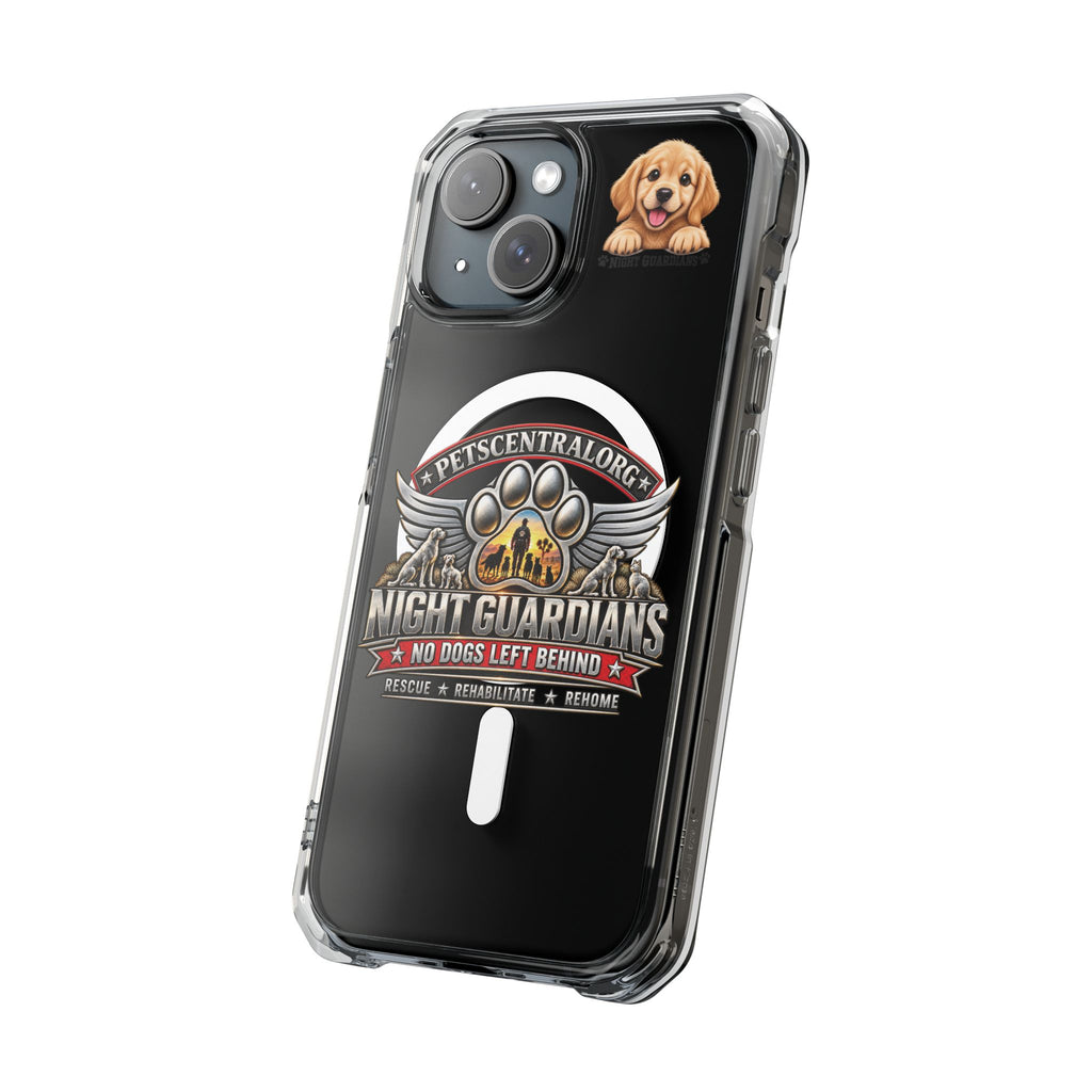 Clear Magnetic Phone Case - "Night Guardians: No Dogs Left Behind" Rescue Paw Logo