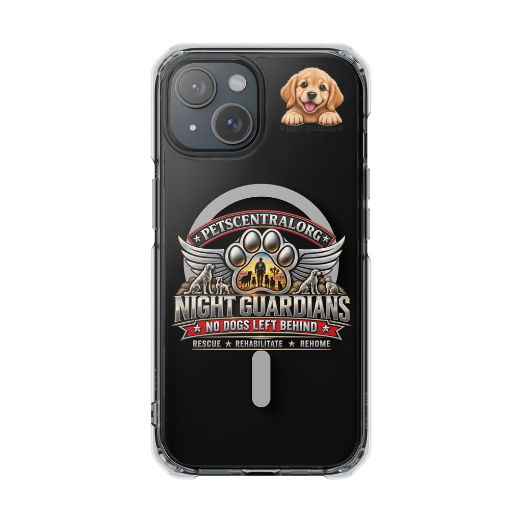Clear Magnetic Phone Case - "Night Guardians: No Dogs Left Behind" Rescue Paw Logo