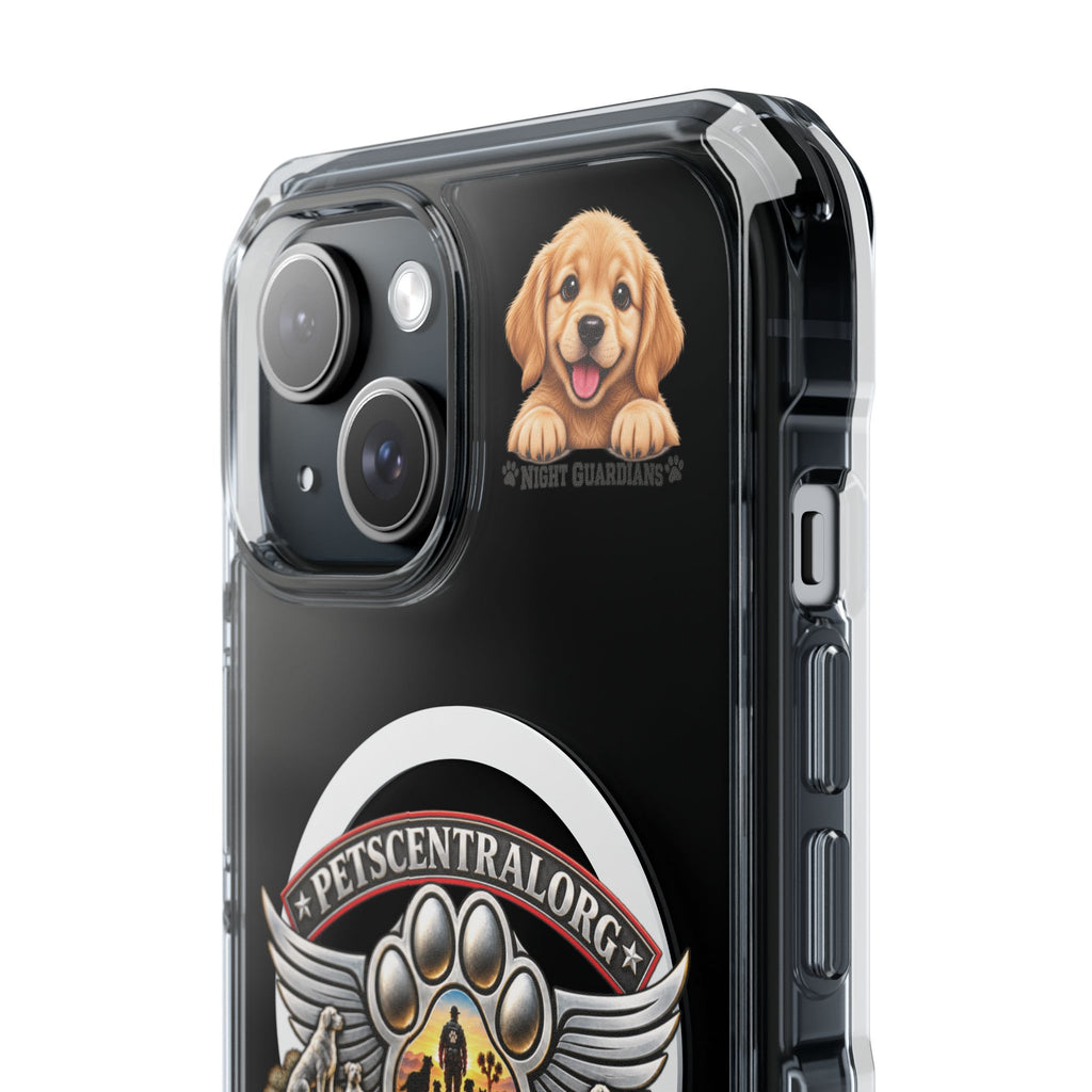 Clear Magnetic Phone Case - "Night Guardians: No Dogs Left Behind" Rescue Paw Logo